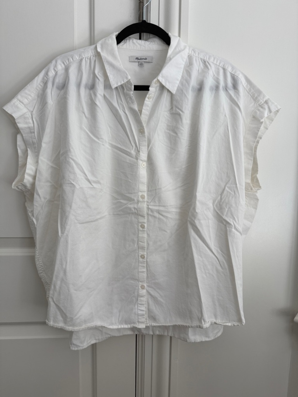 Madewell White Button-Front Cap Sleeve Blouse Size XXL